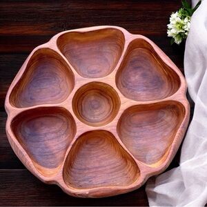 VINTAGE Handmade Solid Wood Appetizer/Chip & Dip Spinning Server (BN17)